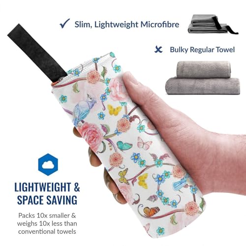 Serviette de bain microfibre oiseau au design floral élégant
