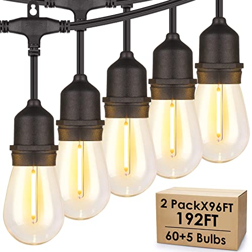 Mlambert 2 Pack 96FT Outdoor String Lights with 60+5 LED