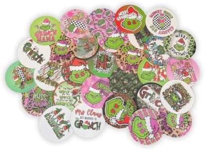 Grouch Christmas Freshie Cardstock Cutouts 3” inch Rounds | 32 pk Mixed | Scented Aroma Beads Bake with Mold for Car Freshie Designs, Winter Holiday, Mean One, Trendy, In My Grouch Era image 4