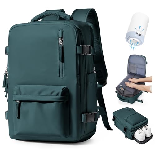 SEAFEW Vacuum Backpack Travel Bag with Pump,Easyjet Airlines Underseat Cabin Bag,Travel Backpack Carry on Bag for Airplanes Multiple Pockets Comfort Casual Rucksuck for Men and Women,M5-Peacock blue