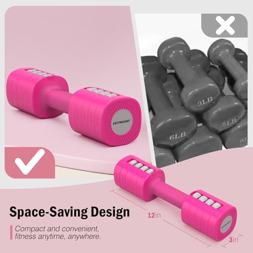 EAST MOUNT Adjustable Weight Dumbbells Set of 2, 8 in 1 Hand Weights for Women 2lb/3lb/4lb/5lb/6lb Dumbbell Weights Set 12 lbs/Pair Hand Weights for Home Office Gym Workout