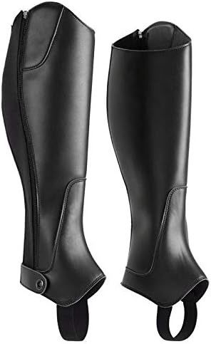 Unisex Soft Leather Leg Protector Horse Chaps Half Chaps Zip-Up Pair Child-Adult Size in Variation, Image, Description, C24