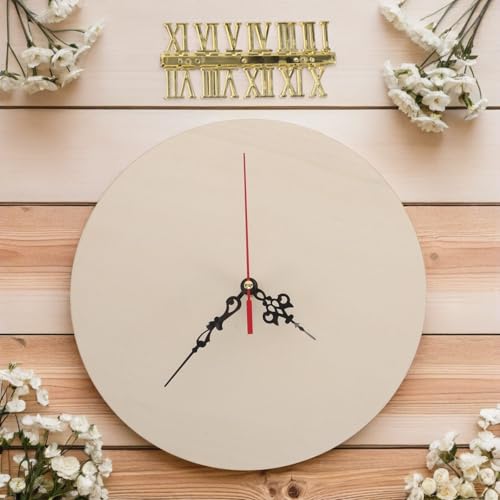 Toyvian Inch Wooden Clock Face Kit for Crafts with Gold Roman Numerals and Clock Hands, Round Blank Dial with Stable Surface and DIY Potential, for Kitchen or Artistic Wall Decor - Image 7