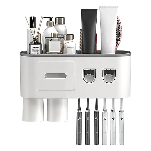 Reviews de Porta cepillos - 5 favoritos. 43 GuDoQi Portacepillos de Dientes para Baños, Montado en la Pared, con 2 Tazas, 2 Dispensadores de Pasta de Dientes, 6 Ranuras para Cepillos, Bandeja de Gran Capacidad, Cajón para...