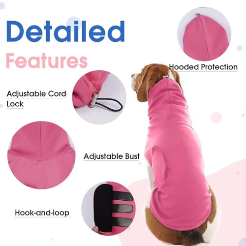 Image of X-Large Dog Fireworks Anxiety Vest with Adjustable Chest,Hood Neck Wraps,Soft Lightweight Calming Shirt for Storms,Lightning,Separation,Home Alone(Rose)