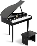 STRICH 37 Keys Kids Piano Keyboard Set, Mini Grand Digital Piano for Kids With Stand Chair, Wood Piano for 3+ Girls and Boys, Classic Black, SEK-60