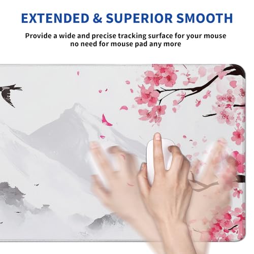 50% Off Cherry Blossom Watercolor Mouse Pad - Large Desk Mat - Image 5