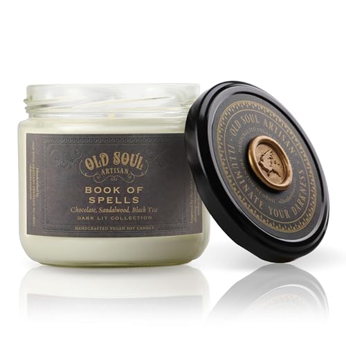 Scented Book Lovers Candle &ndash; Antique Library Spellbook 12oz Vegan Soy
