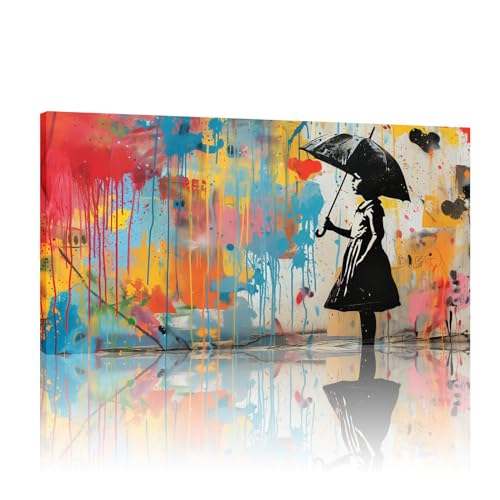 Affiche Banksy grand format 65x130 cm : street art mural coloré