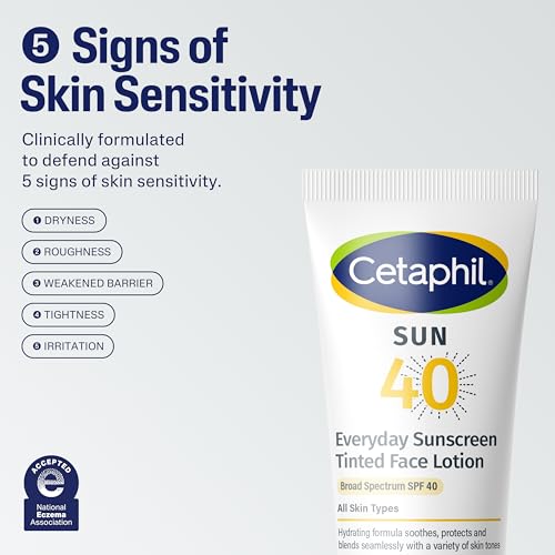 CETAPHIL Everyday Sunscreen Tinted Lotion for Face,1.7 fl oz,100% UVA/UVB Mineral Sunscreen: Titanium Dioxide & Zinc Oxide,SPF 40,For Sensitive Skin,(Pack of 2) - image 8