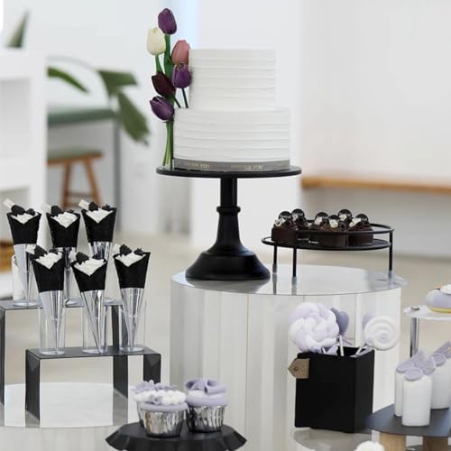 Cake Stand,7Pcs Round Metal Cake Display Stand 8/10/12Inch Dessert Table Decorations Set Cupcake Holder Party Serving Plate for Baby Shower ,Wedding ,Birthday Party ,Anniversary (Black) - Image 5