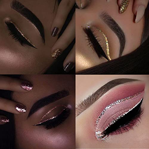 Glitter-Eyeliner,Purple Giltter-Eyeliner, Long-lasting Waterproof Eye-Glitter Makeup, Silver, Gold, Pink Green High-pigmented Colorful Eye Liner Liquid