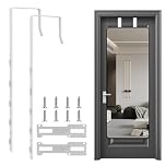 OXDFK 2 PCS Over The Door Mirror Hanger, Adjustable Door Mirror Hanger, Five-Hole Over The Doors-Mirrors Hook, Mirrors Doors Hangers with 2 Iron Filings and Screws (White)