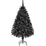 Yaheetech Artificial Christmas Tree Bushy 4ft/124cm, Foldable Stand, Black