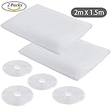 Especificación: el tamaño de la red de malla es de 2,0 x 1,5 metros, el tamaño del velcro es de 0,6 x 700 cm, color invisible: blanco. El paquete incluye: 2 redes de malla para ventana, 4 rollos de cinta autoadhesiva.