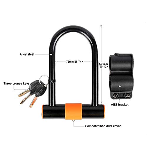 Efoxcity Bike U Lock With Cable Bike Lock Heavy Duty Bicycle U-Lock With Mounting Bracket For Road Bike/ Mountain Bike / Folding Bike/Motorcycle #TOP2