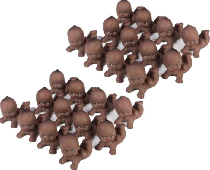 Miniatura 5 de Paquete de 24 Kewpie Babies - Bebés marrones para regalos de baby shower, decoraciones de pasteles, revelaciones de género y decoraciones de regalo