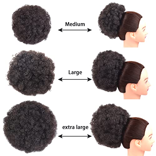 Afro Puff Drawstring Ponytail with Two Clips for Black Women Synthetic Curly Ponytail Bun Extension Hairpieces Updo Hair Extensions (Medium - Image 4