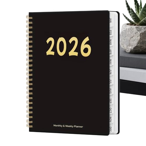 Gupcaqosjw 2026 プランナー | 12ヶ月 スパイラル綴じ 年間ノート | 2026年 週間プランナー - 学校・学業・仕事・女性・教師・家族向け