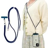 [ENZE] エネゼ スマホショルダーストラップ マカロン限定色 ハンドメイド ストラップホルダー ロング ショルダーストラップ スマホ用 長さ調整可能 携帯用 全機種対応 1個入り ネイビ－ブルー (ネイビ－ブルー)