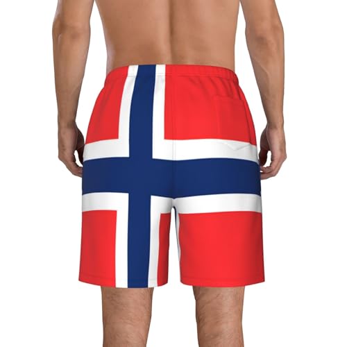 Norwegian Flag Men's Beach Pants-Quick-Dry & Comfortable Mens Beach Shorts for Men, Perfect for Surfing and Everyday Wear White3