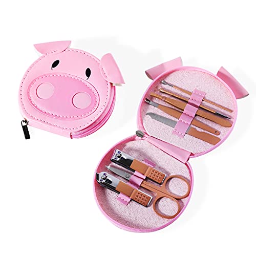 Spove Manicure Sets Nail Clipper Cartoon,Travel Grooming Kit With Pig Case Personal Care Tools Pack of 2
