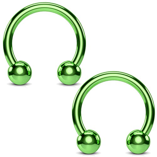 BodyJ4You Green Stainless Steel Horseshoe Circular Barbells #TOP3