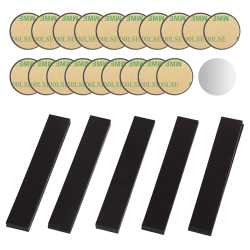 DBALL 15 Piezas Tiras Magnéticas Autoadhesivas de 20 x 120 x 2 mm Resistentes Rectangulares para Dormitorio y Cocina (Con 20 Láminas Metálicas Magnéticas)