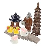 FRCOLOR 1セット 中国風の陶器の装飾品 Miniature ミニもの 妖精の装飾 ミニチュア フェアリーガーデンキット フィギュア 盆栽の装飾品 水族館の装飾品 セラ 11個