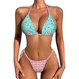 Ice Cream Bikini Set for Women Two Piece Swimsuits V Neck Halter String Triangle Bathing Suits