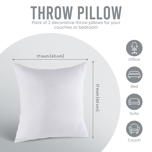 Utopia Bedding UB2582 Throw Pillows Insert (Pack Of 2, White) - 17 X 17 Inches Bed And Couch Pillows thumb #4