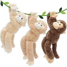 MorisMos 3Pcs Hanging Monkey Stuffed Animal Plush Toys, 16" Stuffed Monkey with Long Hands Wearable & Huggable, Soft Cuddly Monkey Plushies for Home Decor, Christmas Birthday Gift for Kids Adults