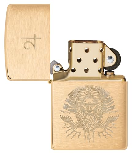 Mechero Zippo de latón pulido con grabado de Dios Júpiter 5