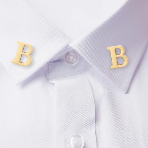 Image of HONEY BEAR Mens Womens Initial Alphabet Letter Lapel Pins Collar Badge Brooches for Business Wedding Graduation Gift Matte Gold 0.59 inches