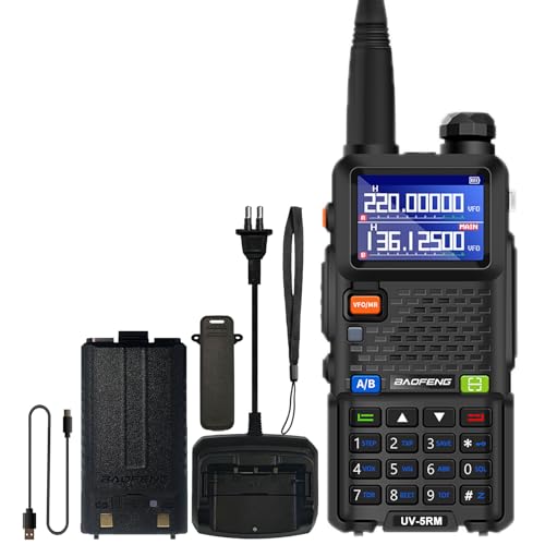 BAOFENG UV-5RM Walkie Talkie Multi-Band Long Range Handheld Transceiver NOAA USB-C Charging Upgrade of UV-5R Wireless Air Band 1.77in LCD Screen