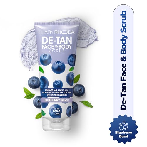 Image of Hilary Rhoda De-Tan Face & Body Scrub | De-Tan, Exfoliate & Dead Skin Removal | Face & Body Scrub | Blueberry Extract | Removes Blackheads & Whiteheads | Encourages Healthy Skin - 200g (Blueberry Burst - Shade 01)