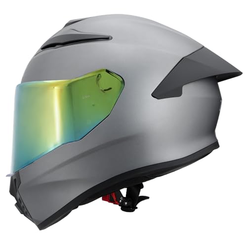 Image of Zorax ZOR-816 Grey L (59-60cm) Full Face Motorcycle Helmet Road Legal Ece 2206 + Extra Outer Iridium Golden Visor