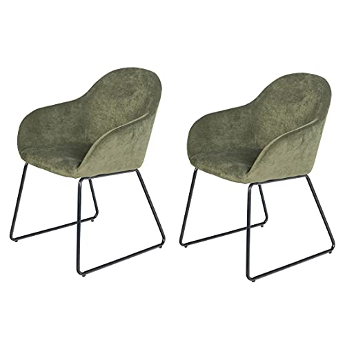 HOMYCASA - Juego de 2 sillas de comedor para comedor de diseño moderno Mid-Century tejido de chenilla (Jokic Verde) Cover
