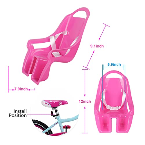Harilla Girls Bike Doll Seat, Doll Bicycle Chair For Girls With Diy Decals, Universal Bike Accessories For Doll, Pink #TOP2