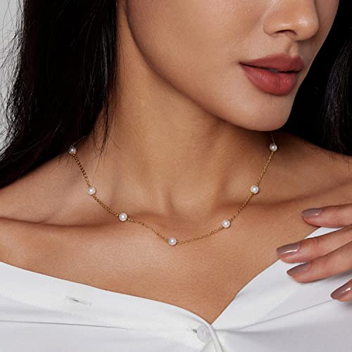 Image of Zeffy Pearl Necklace 4MM /6MM /8MM Dainty Round Imitation Pearl Choker Necklace Wedding Pearl Necklace Delicate Jewelry for Women Simple Bridesmaid Jewelry Gifts