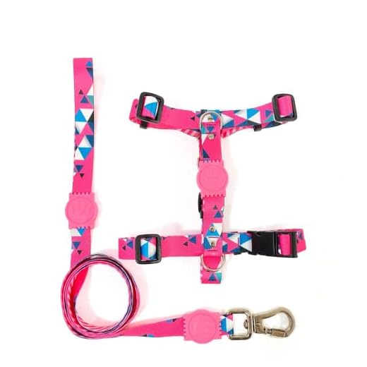 kit Coleira: Peitoral Modelo H + Guia (P, Pink)