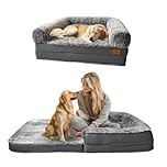 BingoPaw Foldable Human Dog Bed: Orthopedic Memory Foam Human Sized Dog Bed, Waterproof Pet Bed for People, Faux Fur Pet Couch for Adult Grey 180x95x28cm