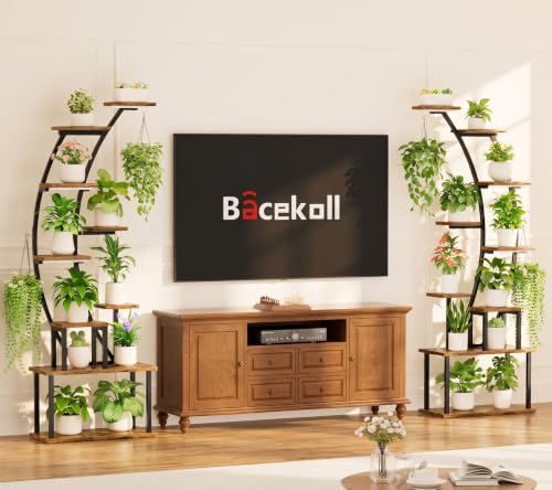 Image of 2 Pack Plant Stand Indoor with Grow Lights, 9 Tier Large Tall Plant Shelf