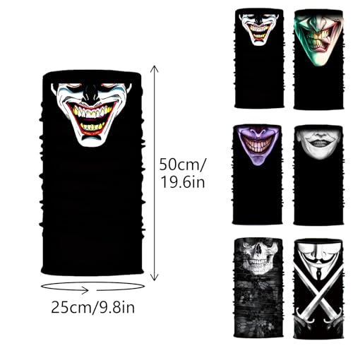 FENGQQKJ Lot de 6 foulards multifonctions en forme de tête de mort pour moto, Halloween, extérieur, cyclisme, noir – vue 2