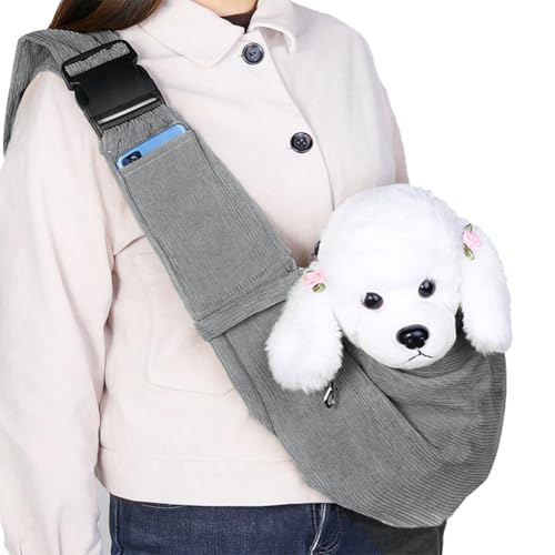 Sac de Transport pour Chiens Chats Sac à Bandoulière Réglable pour Animal de Compagnie Pochette de Transport Chaton Chiot Portable Sac avec Laisse de Sécurité Intérieure Sac Voyage