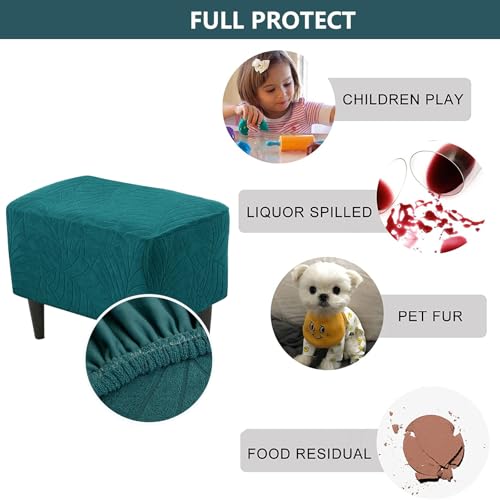 Housse de pouf rectangulaire vert imperméable en tissu extensible luxe - 5