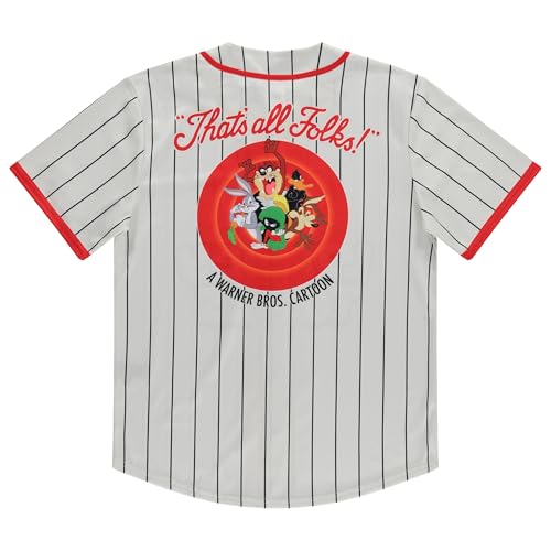 Looney Tunes Mens Baseball Jersey - Lola Bunny, Tweety, Bugs and Taz Mesh Button Down Baseball Jersey2