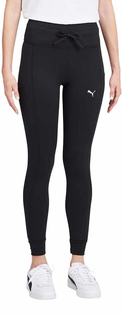 PUMA Womens Midweight Drawstring Jogger Leggings with Side Pocket (Medium, Black)