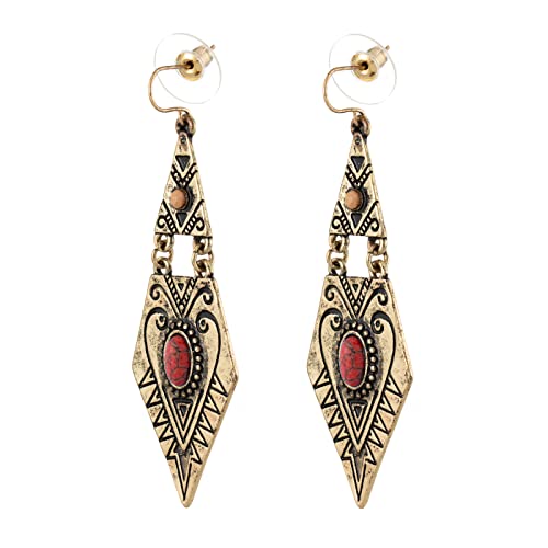 Gretwal Women Boho Vintage Simulated Red Turquoise Drop Dangle Earrings #TOP1