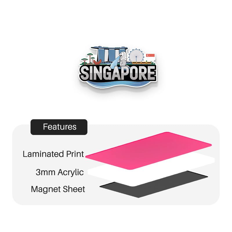 Image of Singapore 03 Fridge Magnets, Glossy Finish, Stylish Magnet for Fridge, Wardrobe & Metal Surfaces